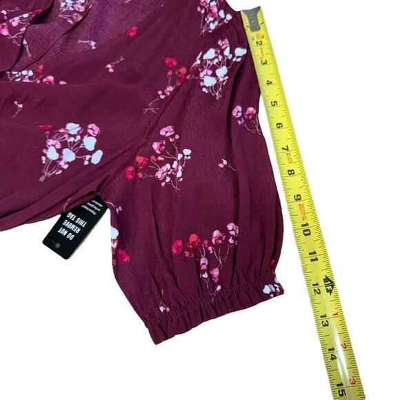 Express Dress Maxi Burgundy floral Splice Neckline M Cottagecore Bohemian - Picture 11 of 12
